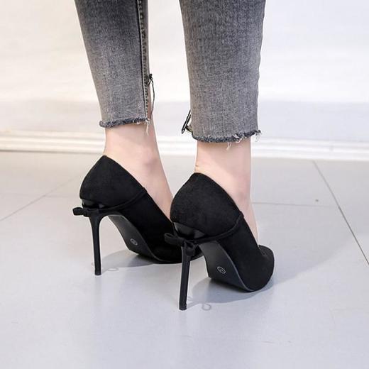 【服饰鞋包】春季新款裸色绒面尖头细跟高跟鞋浅口性感女跟鞋韩版 商品图1