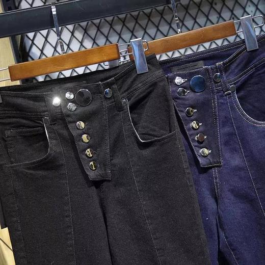 女士纽扣铆钉个性装饰休闲时尚百搭高腰牛仔裤032694