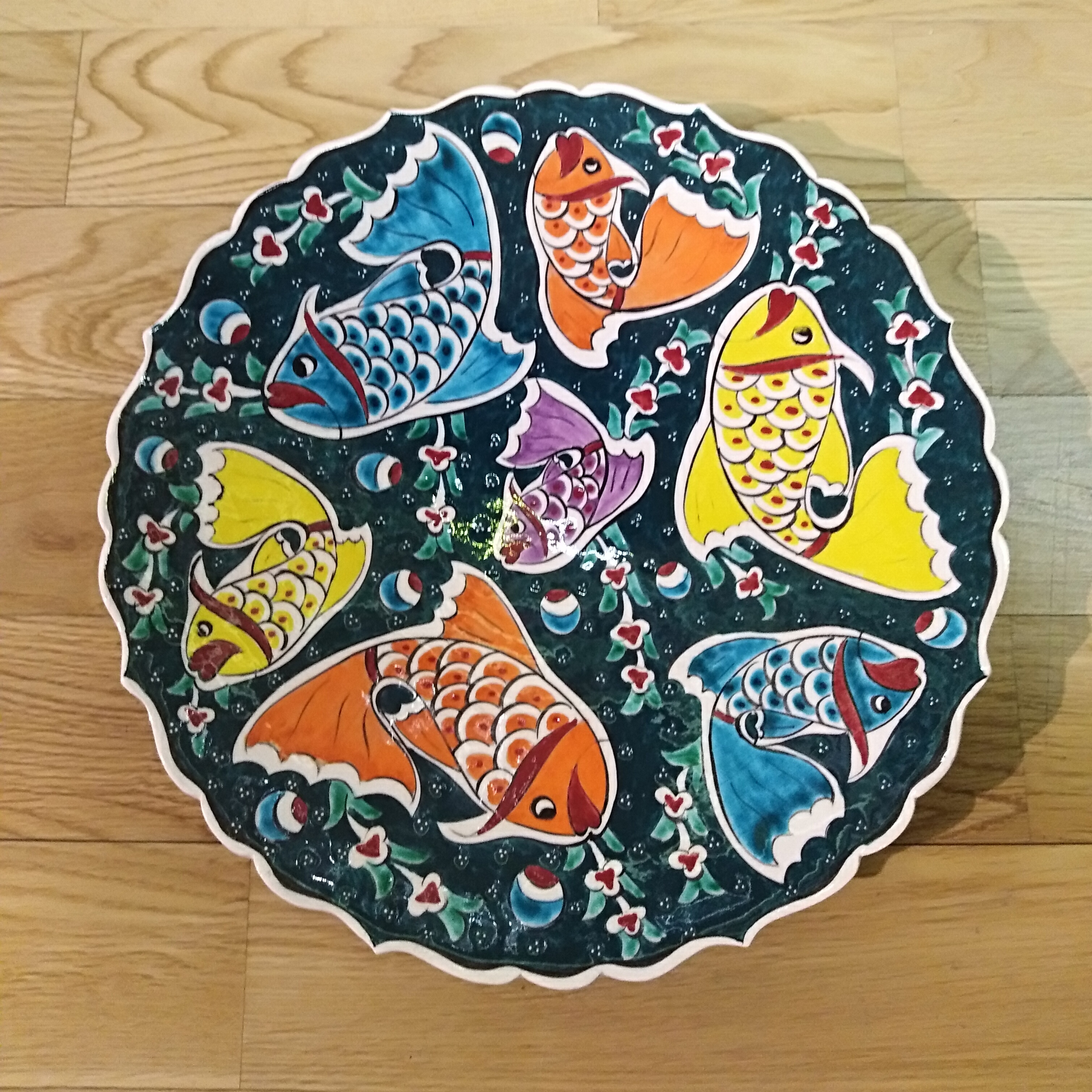 手工陶瓷装饰挂盘鱼25cm