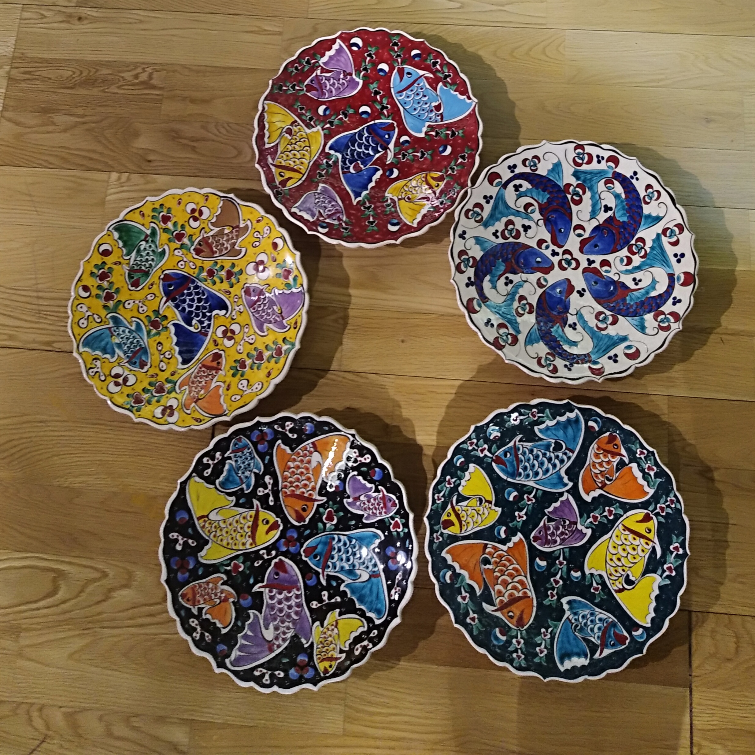 手工陶瓷装饰挂盘鱼25cm