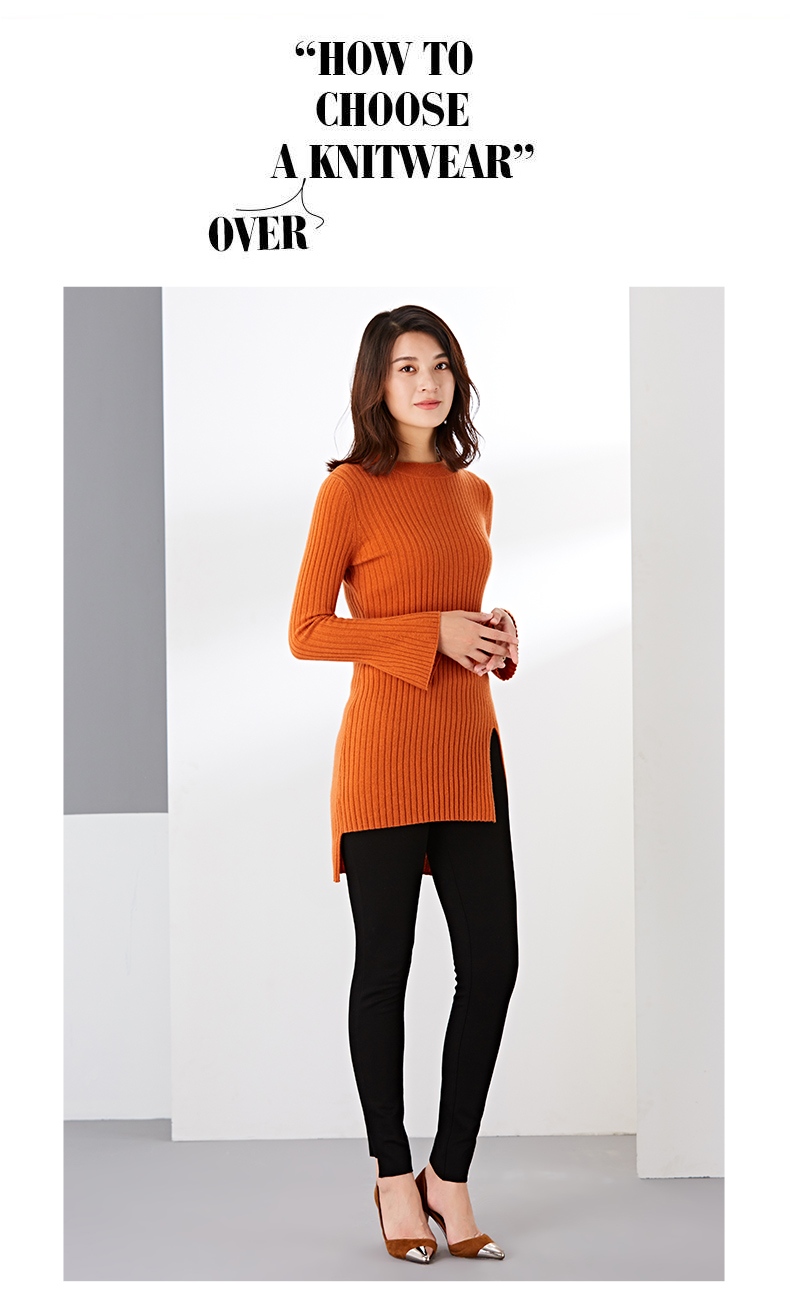 17280欧丝璐纯羊绒前短后长不规则下摆纯羊绒衫