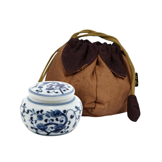 京德茶具：小号陶瓷茶叶罐 手绘青花瓷 商品图0