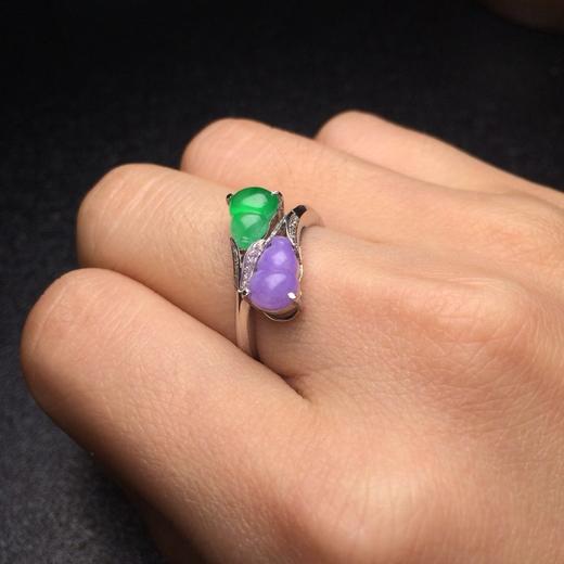 【80173】翡翠冰种双色葫芦戒指