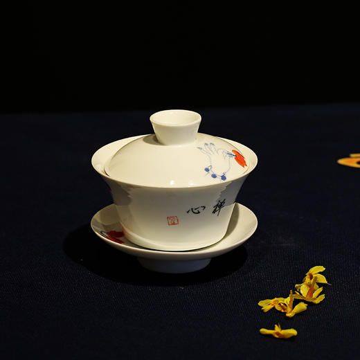 景德镇手绘佛手盖碗 商品图0