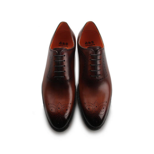 内联升男式复古手绘牛皮鞋3361b