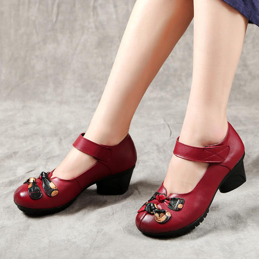 MLD-9915中跟一字扣民族风花朵单鞋 商品图2