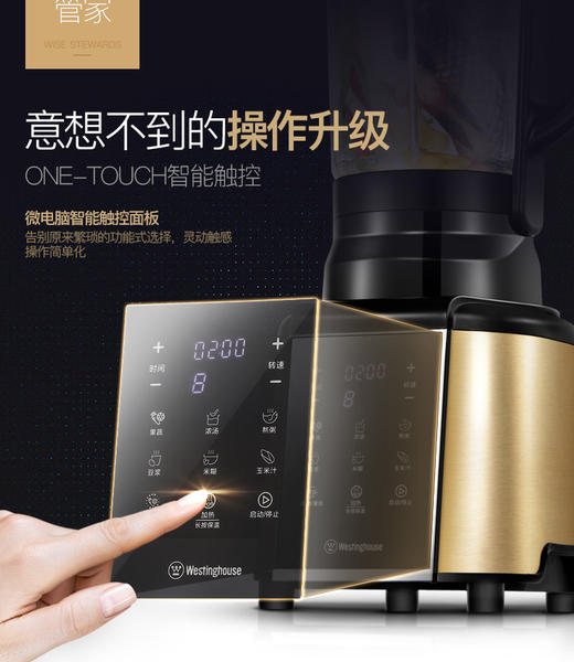 美国西屋破壁机加热家用多功能破壁料WFB-HS0450（香槟色）智能变频 一机多用 商品图2