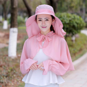 防紫外线仙女 户外出游百搭太阳帽遮脸披肩套装