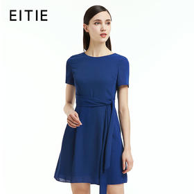 EITIE爱特爱女装夏季原创设计V字裹背系带短款纯色连衣裙55072106