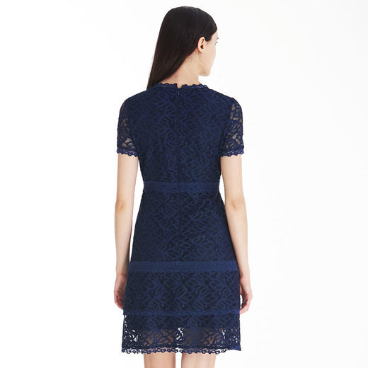 EITIE爱特爱女装夏季短袖蕾丝拼接A字裙收腰气质连衣裙5707411 商品图2