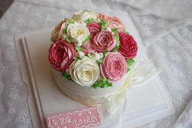 女士款  粉色系 玫瑰花朵堆  韩式裱花