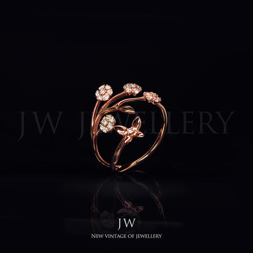 JULEE JULEE 【指尖花】18K玫瑰金 钻石戒指 商品图0