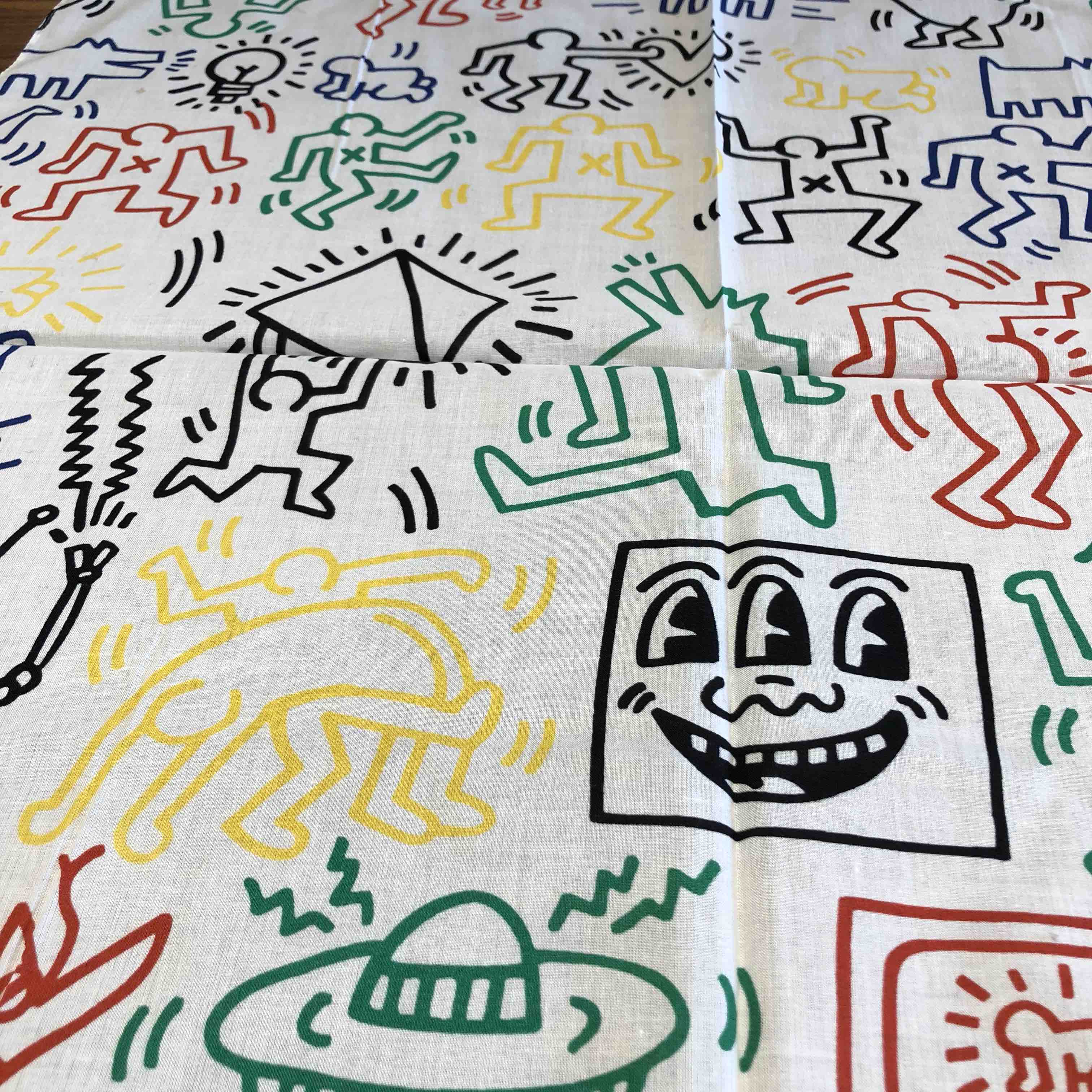 80支棉印花小方巾（Keith Haring街头绘画艺术家作品