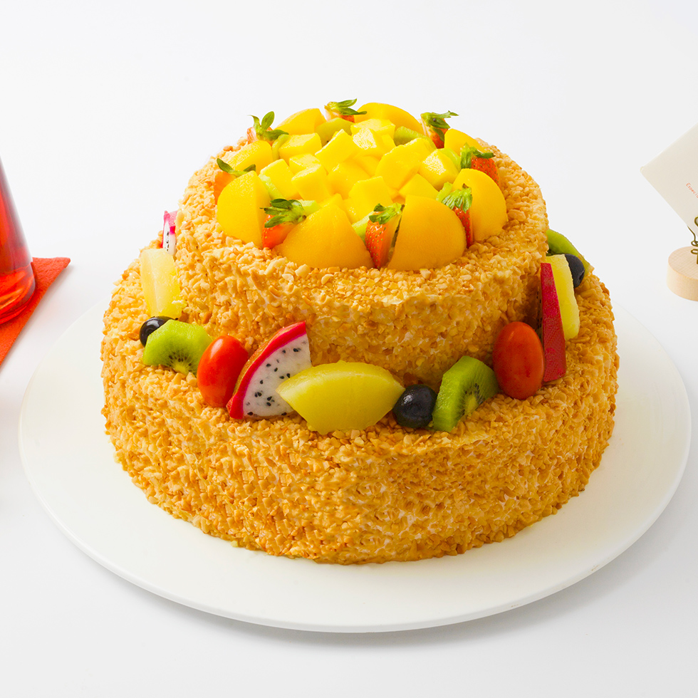 金色年华-双层鲜果夹心-4.5磅【生日蛋糕】