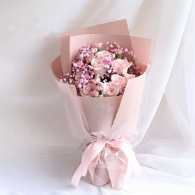 相守一辈子---11支戴安娜玫瑰，满天星搭配(1466)