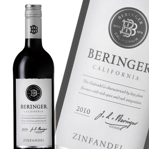 美国原瓶进口红酒 贝灵哲仙芬黛红葡萄酒 Beringer Red Zinfandel 单支装750ml 商品图0