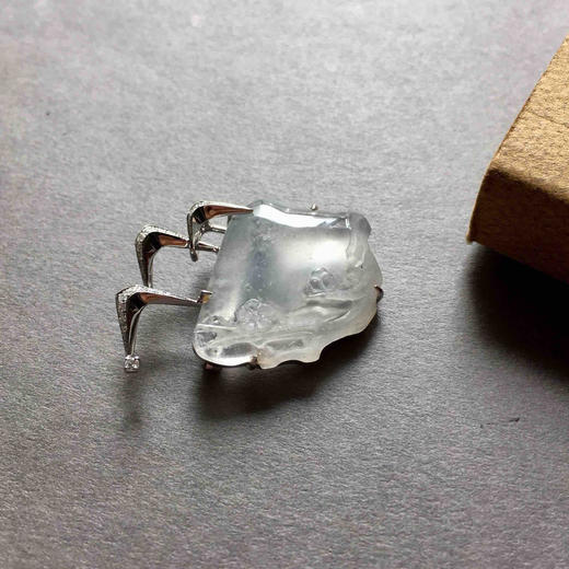 高冰种雪花棉冰雪胸针吊坠18k白金钻石镶嵌 商品图2