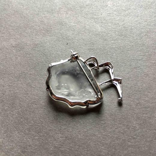 高冰种雪花棉冰雪胸针吊坠18k白金钻石镶嵌 商品图4