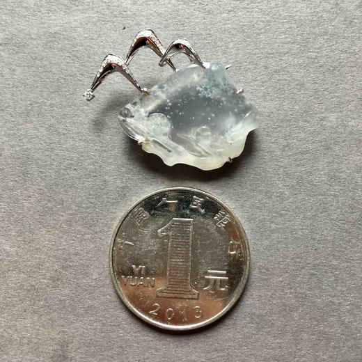 高冰种雪花棉冰雪胸针吊坠18k白金钻石镶嵌 商品图3