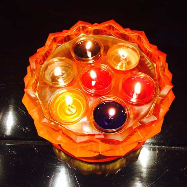 溢彩堂七彩莲花植物酥油灯琉璃莲花座