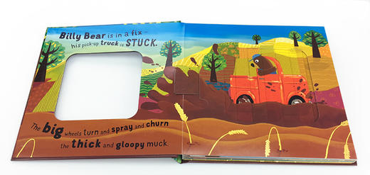 英文原版 Bear's Truck Is Stuck!小熊的卡车卡住了 操作翻翻机关抽拉玩具书绘本 商品图3