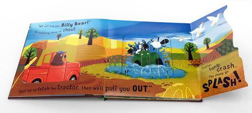 英文原版 Bear's Truck Is Stuck!小熊的卡车卡住了 操作翻翻机关抽拉玩具书绘本 商品图1
