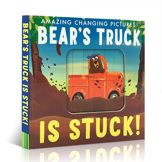 英文原版 Bear's Truck Is Stuck!小熊的卡车卡住了 操作翻翻机关抽拉玩具书绘本 商品图0