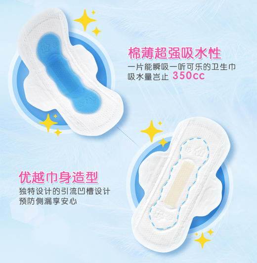 阿希米纳米银芯片抗菌卫生巾超薄瞬吸棉柔干爽 组合姨妈巾混合装 商品图5