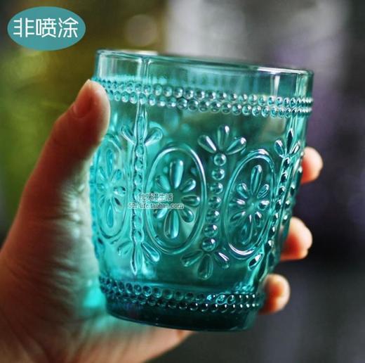 【居家】创意时尚个性杂货欧式复古怀旧刻花立体浮雕彩色玻璃杯水杯 商品图0
