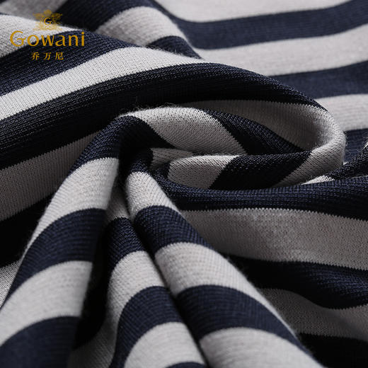 乔万尼圆领七分袖套头简约上衣 宽松百搭条纹衬衫女EB3C321 商品图3