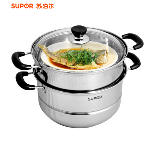 苏泊尔（SUPOR） 304不锈钢双层二层蒸锅 SZ28B5加厚复底燃气煤气电磁炉明火两用通用锅具蒸笼直径28CM