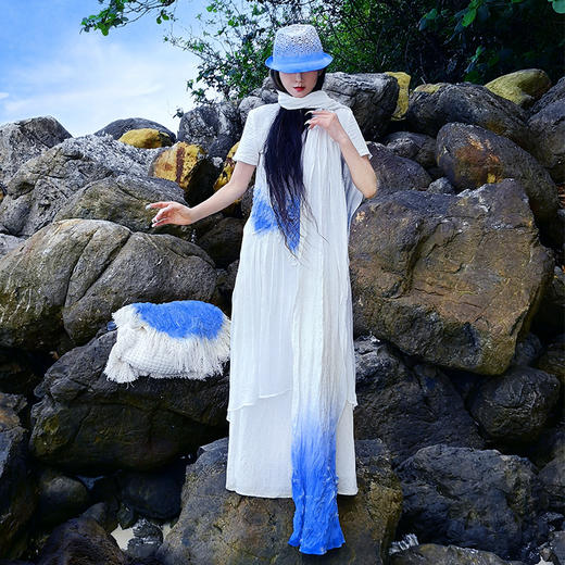 青城诀手工扎染连衣裙 | 杨丽萍老师同款 | 手工喷绘之作 匠心精神 商品图1