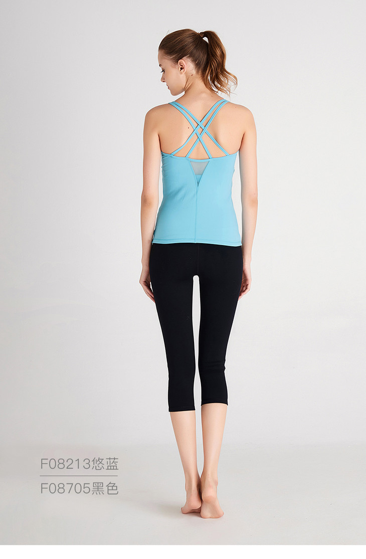 凡圣瑜伽服春夏款女紧身橡筋叠加桃心领瑜伽运动背心f08213