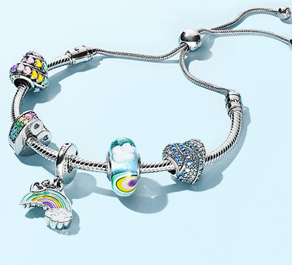 pandora潘多拉缤纷爱心925银珐琅串饰彩虹diy797019enmx