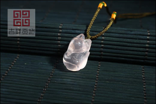 吉祥天地    天然黑曜石/粉晶狐狸挂 商品图2