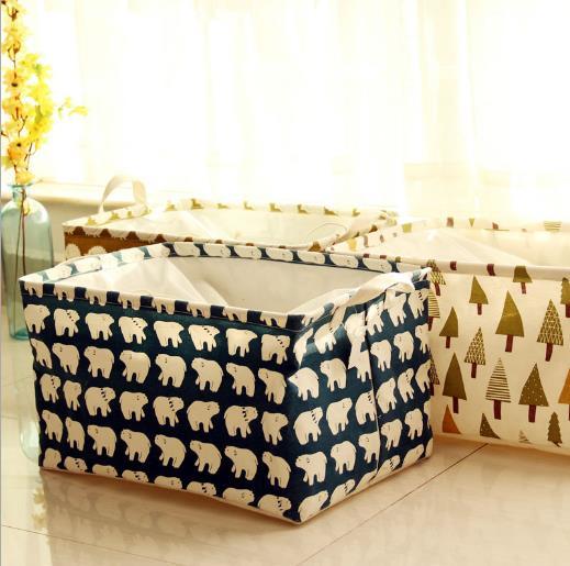 【家居百货】棉麻印花收纳筐 脏衣篮 创意家居收纳 商品图0