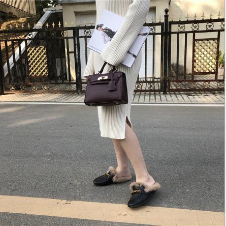 【服饰鞋包】迷你凯莉包时尚PU女士手提包单肩斜跨纯色欧美凯利包包女 商品图5