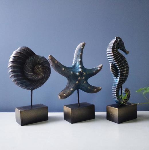 家纺工艺品海洋系列海螺海星海马新中式玄关摆件家居饰品
