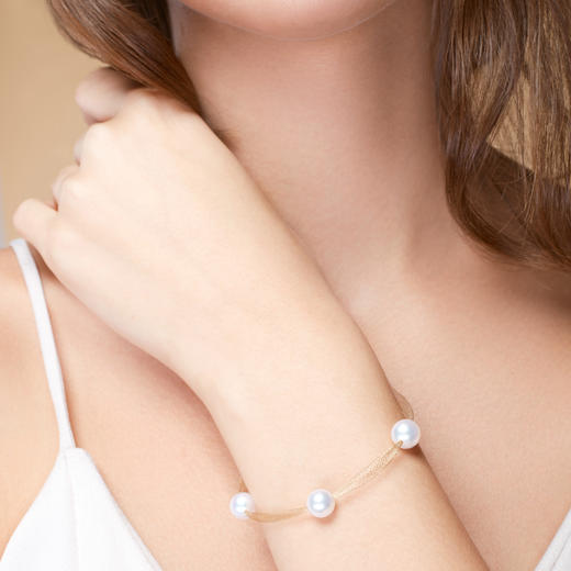 「丝路」8mmAkoya珍珠特殊工艺18K金手链 商品图10