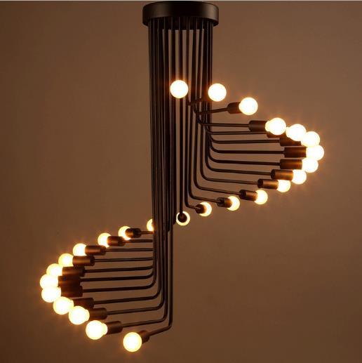 【家居百货】美式乡村吊灯复古创意家居楼梯咖啡厅照明工业风螺旋吊灯 商品图0