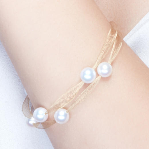 「丝路」8mmAkoya珍珠特殊工艺18K金手链 商品图9