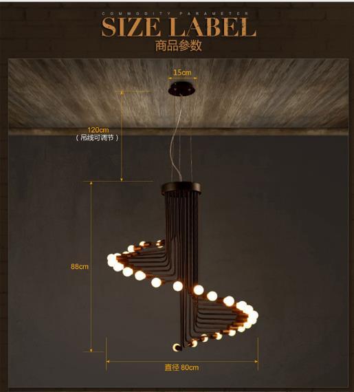 【家居百货】美式乡村吊灯复古创意家居楼梯咖啡厅照明工业风螺旋吊灯 商品图4