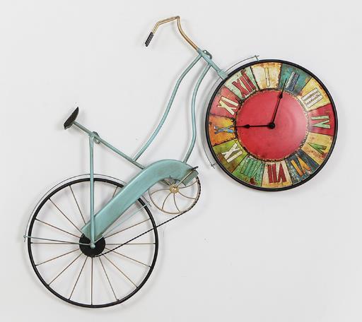 【家居百货】。自行车挂钟 铁艺创意复古怀旧时钟 美式乡村咖啡厅装饰壁钟表 商品图5