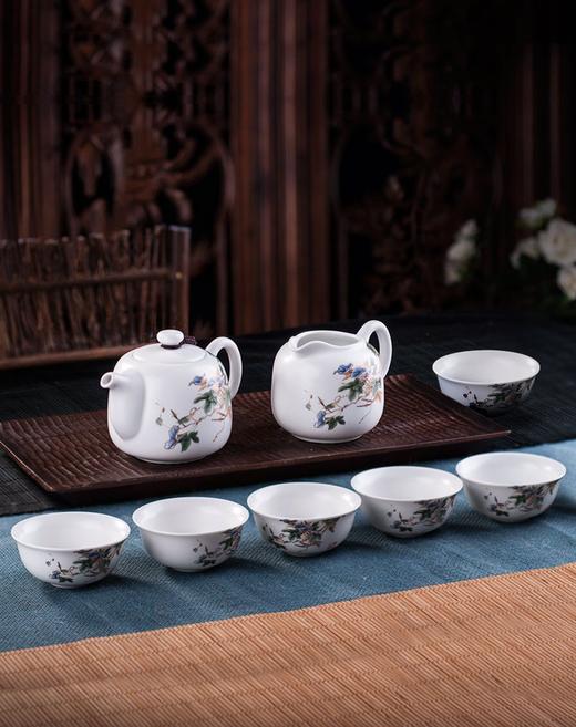 茶人岭 富贵千秋 禅定白瓷茶具8件套 商品图0