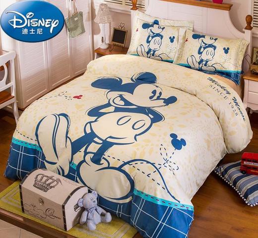 【家纺】。Disney/迪士尼卡通纯棉四件套床品儿童全棉 被套床笠三件套1.5m床 商品图0