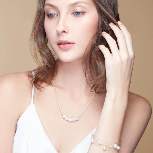 「丝路」8mmAkoya珍珠特殊工艺18K金手链 商品图8