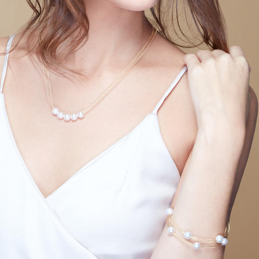 「丝路」8mmAkoya珍珠特殊工艺18K金手链 商品图7