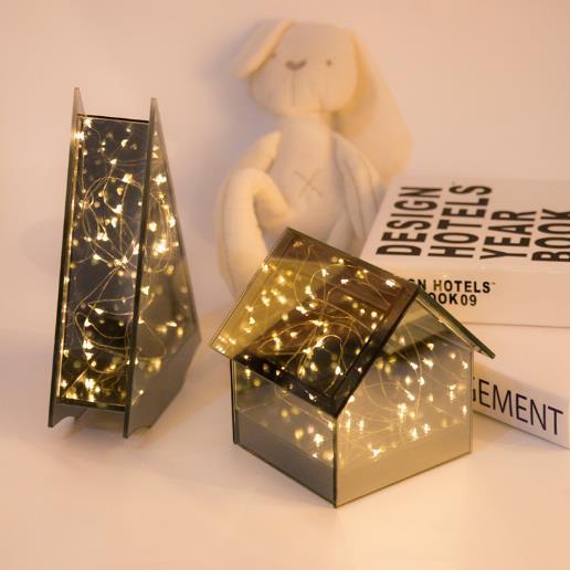 【家居百货】新款led圣诞彩灯玻璃房子塔造型铜线灯串 led节日灯 商品图4