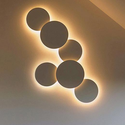 【家居百货】日食创意壁灯 现代简约个性圆形超薄led客厅卧室走道装饰组合灯饰 商品图0