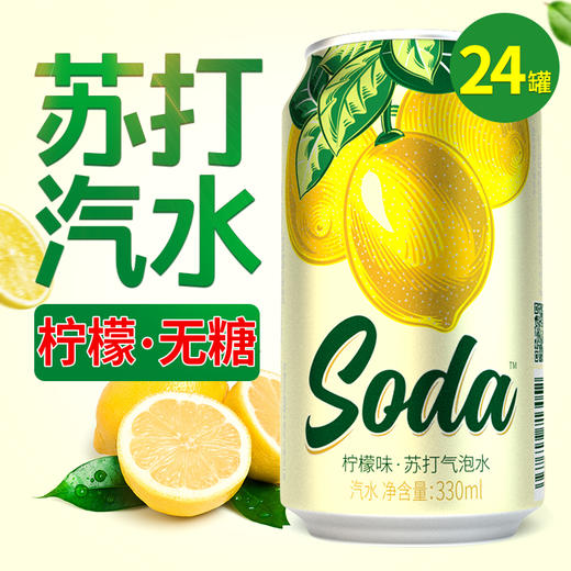 名仁苏打水苏打汽水柠檬气泡水330ml*24罐 商品图0